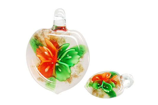 Pendant Murano Foil Glass Heart Flower Butterfly (YH01)