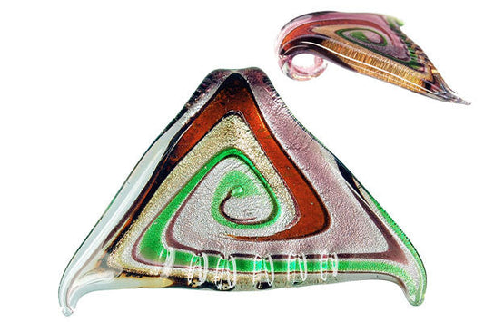 Handmade Lampwork Art Glass Foil Pendant Trangle Fish (Purple)