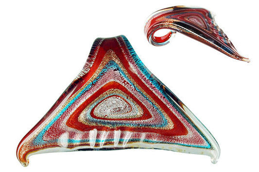 Murano Foil Glass Trangle Fish Pendant, 40x60mm, 1 Piece, Pendant for Jewelry Making