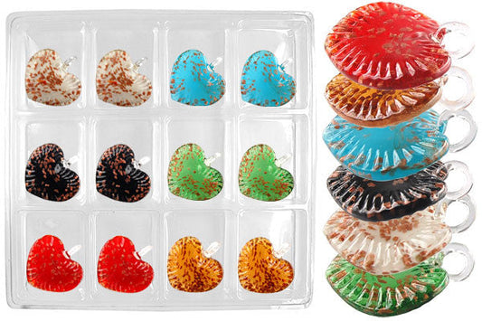 Murano Foil Glass Value Pack Pendant, 45x48mm, 12 Pieces, Pendant for Jewelry Making