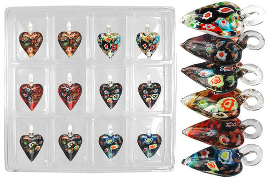 Pendant Murano Foil Glass Value Pack (Heart YHB01)