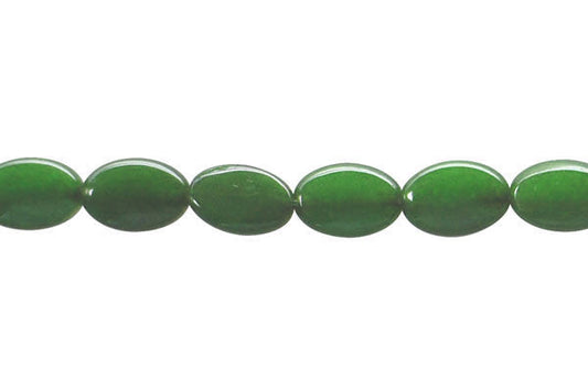 Colored Jade (Green) Flat Oval Beads