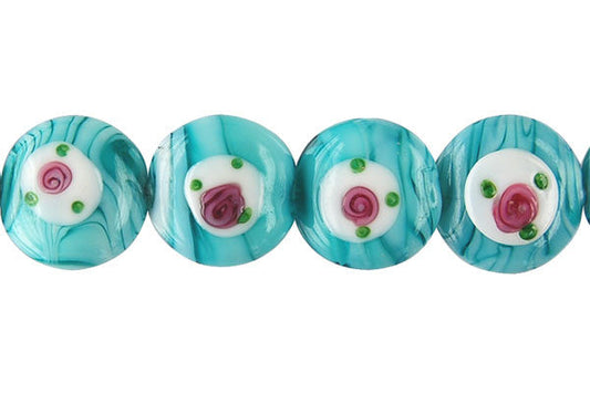 Art Foil Glass Button Beads, 8-Inch Strand, Beads for Jewelry Making