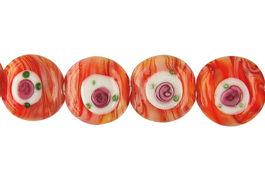 Art Foil Glass Button Beads, 8-Inch Strand, Beads for Jewelry Making