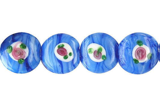 Art Foil Glass Button Beads, 8-Inch Strand, Beads for Jewelry Making