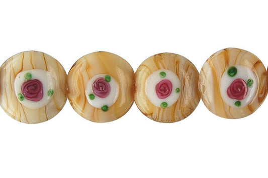 Art Foil Glass Button Beads, 8-Inch Strand, Beads for Jewelry Making