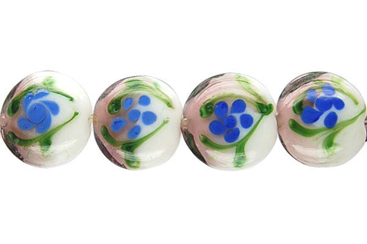 Art Foil Glass Button Beads, 8-Inch Strand, Beads for Jewelry Making