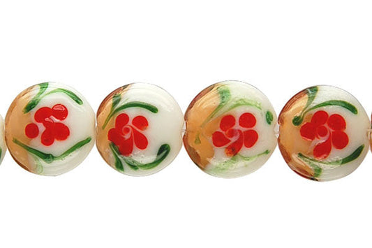 Art Foil Glass Button (B3 Orange and White)