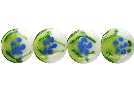 Art Foil Glass Button (B4 Green and White)