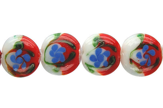 Art Foil Glass Button (B5 Red and White)