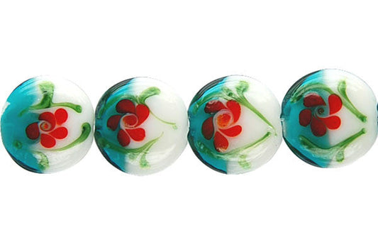 Art Foil Glass Button Beads, 8-Inch Strand, Beads for Jewelry Making
