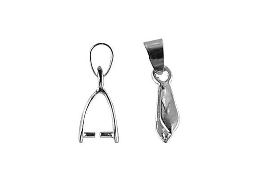 Silver-Plated Plain Pinch Bail with Top Loop, 8x15mm