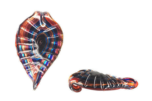 Murano Foil Glass Leaf Pendant, 42x68mm, 1 Piece, Pendant for Jewelry Making