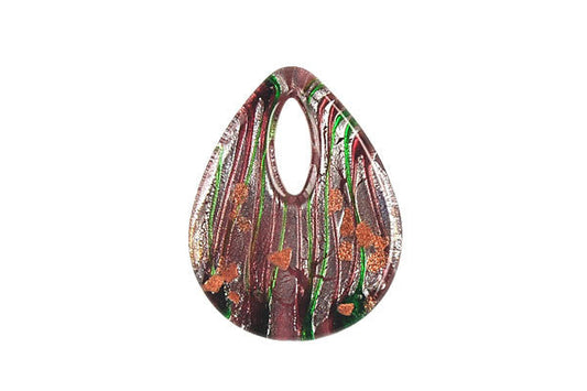 Pendant Murano Foil Glass Briolette Donut (YH07 Purple)