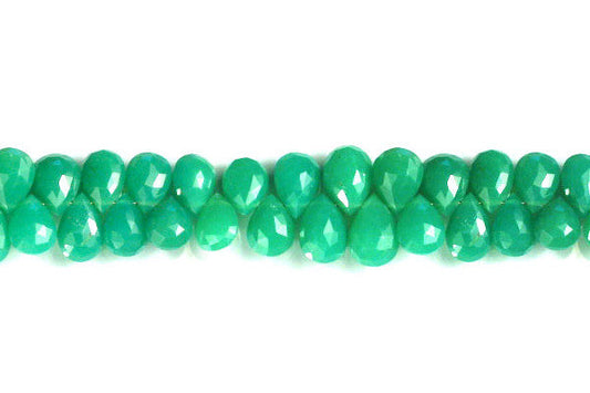 Chrysoprase Flat Briolette Faceted Beads, 9.5-Inch Strand, Beads for Jewelry Making
