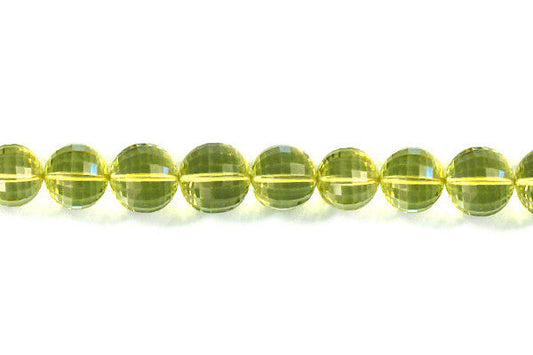 Green Gold Round Faceted Beads, 8-Inch Strand, Beads for Jewelry Making