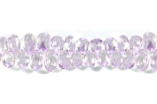 Pink Amethyst Flat Briolette Faceted Beads, 9-Inch Strand, Beads for Jewelry Making