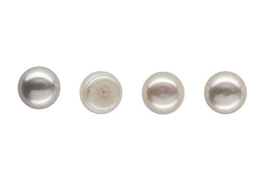 Fine Grade Half Drilled Pearls White Button