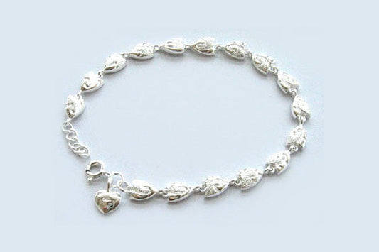 Sterling Silver Two Tone Fish Bracelet, 7"