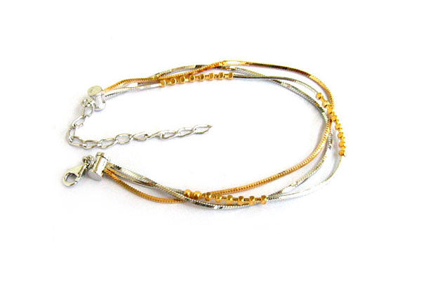 Gold Filled 3 Tone Box Bracelet, 8"