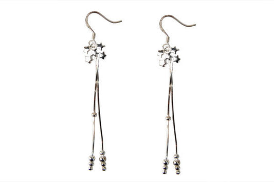 Sterling Silver 5 Stars Earring, 2.5"