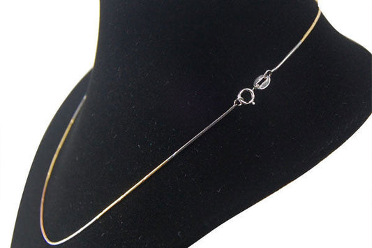 Sterling Silver 3-Tone Textured Snake Necklace, 16"