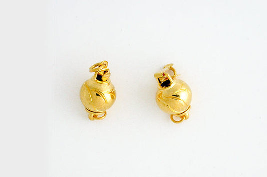 Gold-Plated Pattern Bead Clasp, 8.0x14.0mm