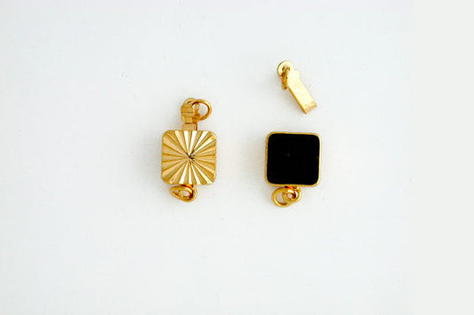 Gold Plated Carved Square Clasp, 8.0x14.0mm