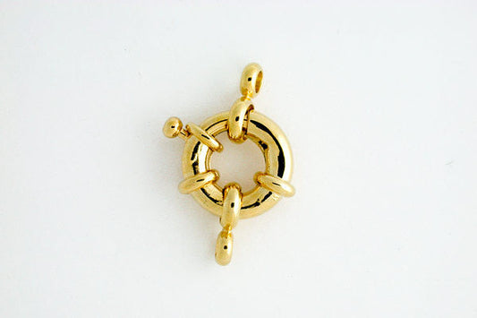 Gold Plated Spring Ring Clasp W/closed Loop, 15.0mm