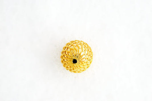 Gold Plated Mesh Bead, 12.0mm