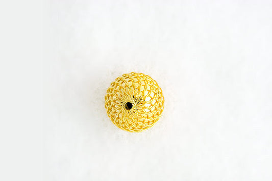 Gold Plated Mesh Bead, 14.0mm