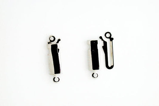Silver-Plated Slide Lock Rectangle Clasp, 5.0x18.0mm
