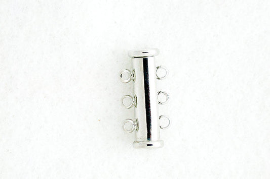 Silver-Plated 3-Strand Tube Clasp, 10.0x20.0mm