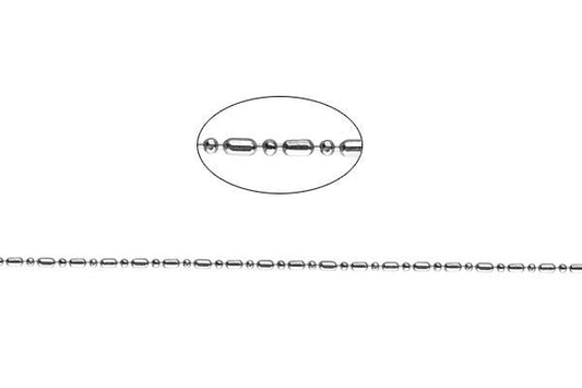 Sterling Silver Long & Short Ball Chain, 1.0mm - 1.0x2.0mm