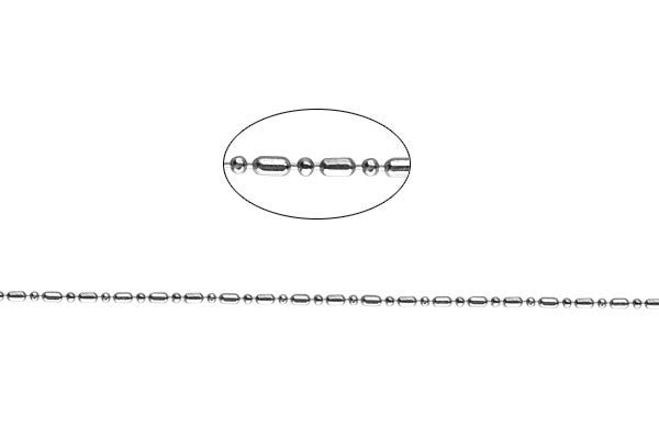 Sterling Silver Long & Short Ball Chain, 1.0mm - 1.0x2.0mm