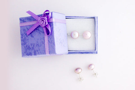 Fine Grade Pearl Earrings Lavender Button with Sterling Silver Beads, 16-Inch Strand, Beads for Jewelry Making