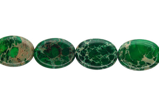 Aqua Terra Jasper Flat Oval Beads, 16-Inch Strand, Beads for Jewelry Making