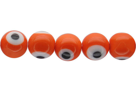 Chevron Glass Bead (Orange) Round Eye