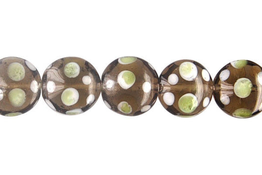 Art Foil Glass Button Beads, 8-Inch Strand, Beads for Jewelry Making