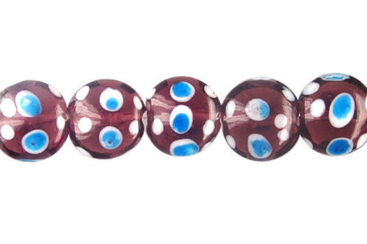 Art Foil Glass Button (Polka-Dotted Purple)