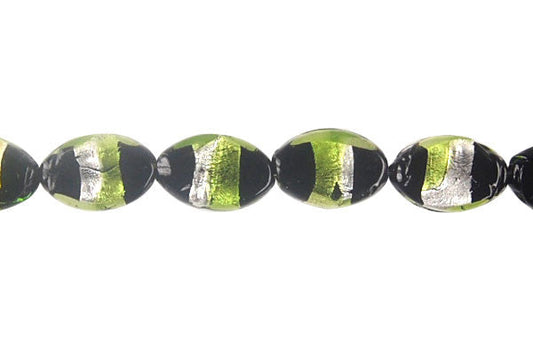 Art Foil Glass Flat Oval Beads, 8-Inch Strand, Beads for Jewelry Making