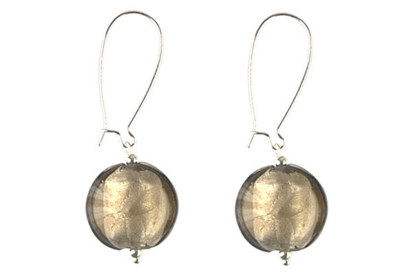 Murano Foil Glass Button Earrings
