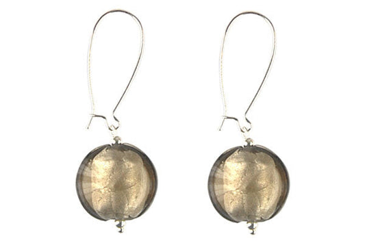 Murano Foil Glass Button Earrings