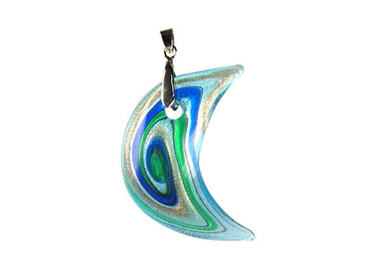 Murano Foil Glass Moon with Bail Pendant, 24x54mm, 1 Piece, Pendant for Jewelry Making