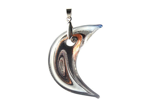 Murano Foil Glass Moon with Bail Pendant, 24x54mm, 1 Piece, Pendant for Jewelry Making