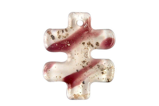 Pendant Murano Foil Glass Puzzle Piece (Purple and White)