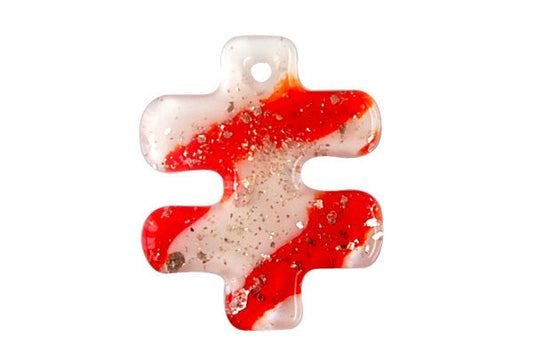 Murano Foil Glass Puzzle Pendant, 41x45mm, 1 Piece, Pendant for Jewelry Making