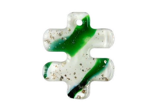 Murano Foil Glass Puzzle Pendant, 41x45mm, 1 Piece, Pendant for Jewelry Making