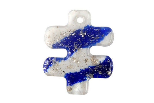 Murano Foil Glass Puzzle Pendant, 41x45mm, 1 Piece, Pendant for Jewelry Making