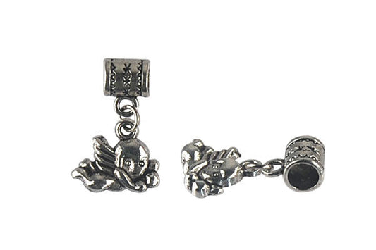 Silver Plated Charm Angle 8x25mm, Jewelry Making Supplies